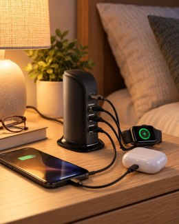 Stacja ładująca ładowarka 30 W 4x USB-A USB-C 5 portów przedłużacz 2 m