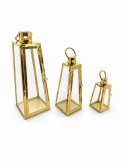 LUKSUSOWY Zestaw 3 Złotych Lampionów Latarni GLAMOUR 24/38/50 cm EFEKT WOW
