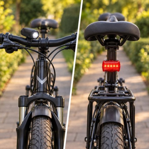 LAMPKI ROWEROWE LAMPKA LED ZESTAW PRZÓD TYŁ GO ACTIVE 47 LM BATERIE AAA
