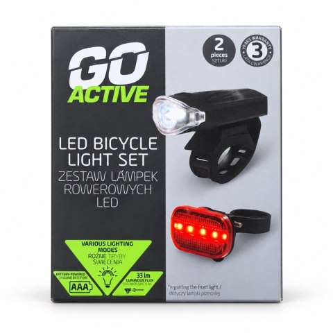 LAMPKI ROWEROWE LAMPKA LED ZESTAW PRZÓD TYŁ GO ACTIVE BATERIE AAA NA ROWER
