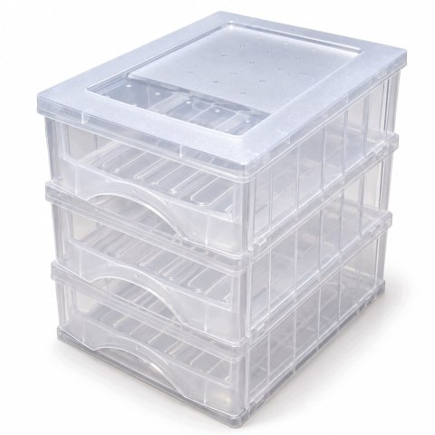 ORGANIZER NA BIURKO 3 SZUFLADY MINI KOMODA PRZEZROCZYSTA 25X18X25 POJEMNIKI