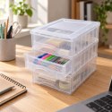 ORGANIZER NA BIURKO 3 SZUFLADY MINI KOMODA PRZEZROCZYSTA 25X18X25 POJEMNIKI