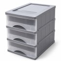 ORGANIZER Z 3 SZUFLADAMI MINI KOMODA NA BIURKO 25X18X25 CM SZARY POJEMNIKI