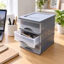 ORGANIZER Z 3 SZUFLADAMI MINI KOMODA NA BIURKO 25X18X25 CM SZARY POJEMNIKI