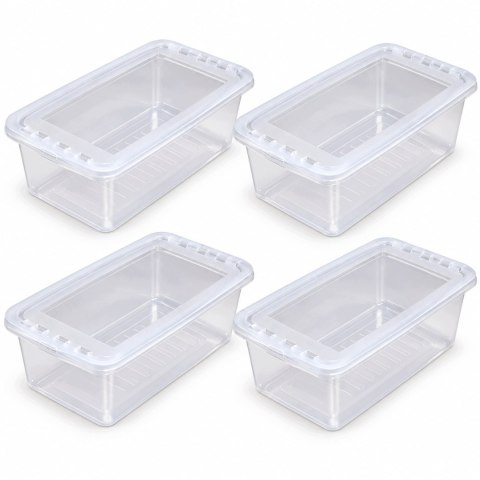 POJEMNIKI PUDEŁKA DO PRZECHOWYWANIA Z POKRYWKĄ 4 X 5,5 L ORGANIZER DO SZAFY