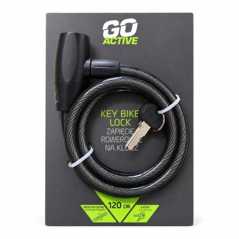 ZAPIĘCIE ROWEROWE NA KLUCZ LINKA STALOWA SPIRALNA 120 CM 2 KLUCZE GO ACTIVE