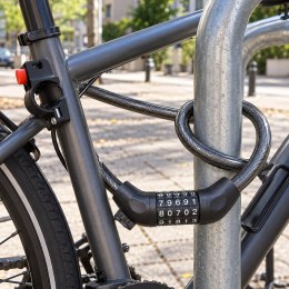 ZAPIĘCIE ROWEROWE NA KOD 5 CYFR LINKA STALOWA SPIRALNA Z UCHWYTEM GO ACTIVE