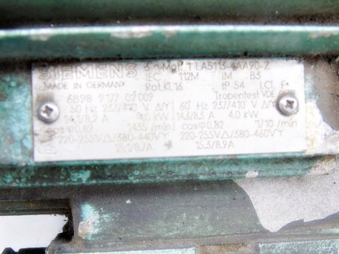 SILNIK ELEKTRYCZNY 3 FAZY 230- 400 V 4.0 Kw 1710 SILNIK ELEKTRYCZNY 3 FAZY 230- 400 V 4.0 Kw 1710