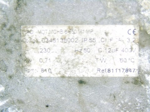 SILNIK ELEKTRYCZNY 3 FAZY 400V 0.71 Kw Rpm 810 SILNIK ELEKTRYCZNY 3 FAZY 400V 0.71 Kw Rpm 810